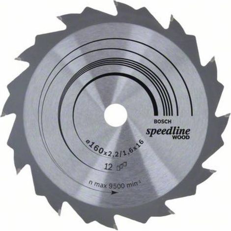 Bosch Accessories Standard for Wood Speed 2608640784 Lama circolare in metallo duro 160 x 16 x 2.4 mm Numero di denti: (1/3)