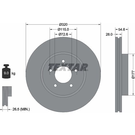 Lot de 2 Disques de frein Textar 92235403 CHRYSLER 00K04779196AG 04779196AB