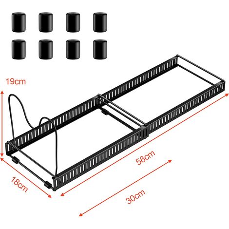 rangement/Porte-casseroles Support Extensible, Organiseur/rang de Poêle avec 10 Compartiments Réglables, de Cuisine pour Tiroir (Noir)