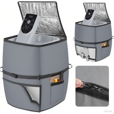 Housse de chauffage spa avec dessus - Tissu Oxford isolé pour la protection du matériel - Résistante aux intempéries - Avec sangles de sécurité - 43 x 35 x 54 cm - Noir (1/5)