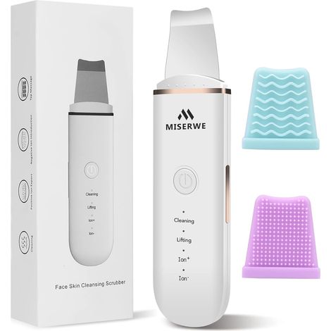 Gommage de la peau spatule de la peau du visage points noirs Remover du visage Lift Tool comedones extractor 4 modes gommage du visage spatule nettoyage en profondeur avec deux manches en silicone