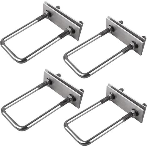 Lot de 4 Boulons en U Carrés M8 - Bride de Fixation pour Coffre de Toit, Remorque et Plancher Marine (1/4)