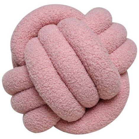 Kugelkissen in Grau und Rosa, 22 cm Durchmesser, 1 rundes Kissen, Heimdekoration, ästhetisches Dekokissen, Lammfellkissen (1/4)