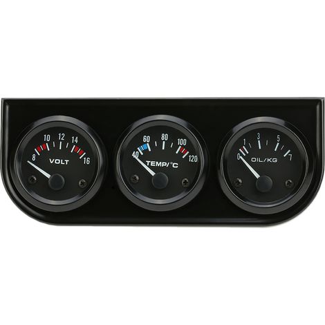 Kit de jauge électronique triple 52 mm, jauge de température d'eau de pression d'huile, voltmètre 3 en 1 pour voiture et moto (1/5)
