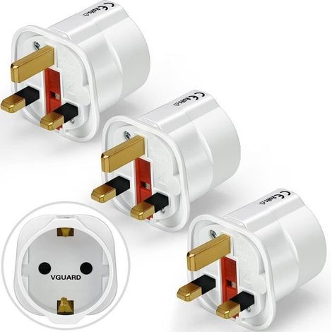 Adaptateur Prise Anglaise - Lot de 3 - Universel - 13A - 3250 Watts
