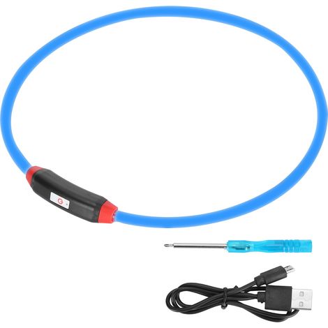 Wiederaufladbares LED-Antibiss-Hundehalsband über USB, verstellbar und individuell anpassbar, mit blauem Licht. (1/5)