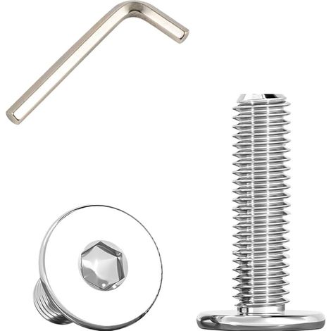 Vis Inox Tete Plate avec Bride, M8x20mm Boulons à Tête Plate Hexagonale Sont Utilisées Dans Les Meubles et Les Machines, en Acier Inoxydable 304 (30 Pièces)