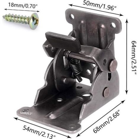Lot de 4 supports pliants, supports d'extension pliables autobloquants avec vis pour pieds de table et lit en Acier allié Black brut (1/4)