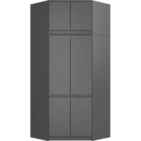 Eckkleiderschrank Graphitgrau 100 cm 6 Türen B100xH235xT50 cm (1/4)