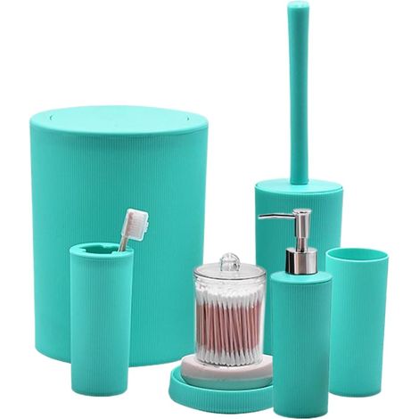 Accessoires De Salle De Bain pour Plan De Travail Distributeur De Savon 7 Pièces Gain de Place Produits de Bain de Comptoir pour Toilettes Vacances Hôtel Séjour Ex (1/5)