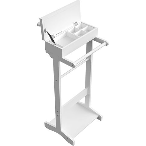 Perchero de pie blanco con organizador y cajón de MDF (1/5)
