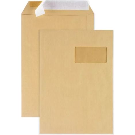 5 pochettes papier kraft avec fenêtre - 22,9 x 32,4 cm