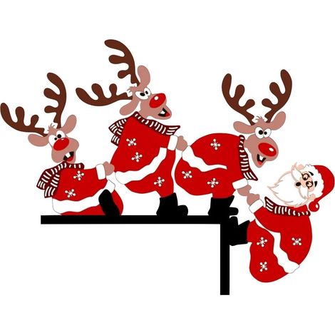 Autocollants décoratifs de porte en bois représentant un élan de Noël et le Grinch, autocollants pour interrupteurs, autocollants (1/4)