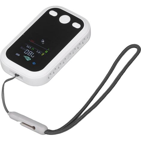 CO2-Detektor mit NDIR-Sensor, Typ C, Ladefunktion, Temperatur- und Feuchtigkeitsmessgerät, tragbarer Luftqualitätsmonitor, Weiß (1/5)