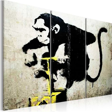 Tableau Imprimé "Monkey TNT Detonator - Banksy" 80 x 120 cm (1/2)