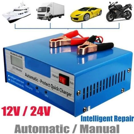 Chargeur de batterie de voiture - - 12V-24V - Intelligent - 10A - Automatique (1/4)