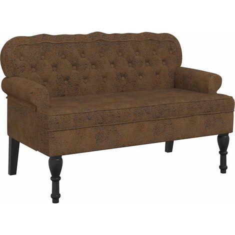 Banco con respaldo ante sintético marrón 119,5x64,5x75 cm vidaXL (1/5)