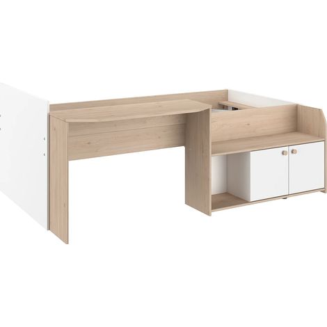 Lit combiné 90 x 190/200 cm - Coloris : Naturel et blanc - MIVONA (1/5)