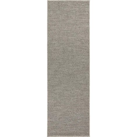 Carpet Nature Tapis de Cuisine intérieur et extérieur - À Boucles - Antidérapant - Tissage Plat - Aspect Laine - Tapis de Cuisine pour Couloir, Jardin, terrasse, Salle de Bain - Gris Anthracite (1/4)