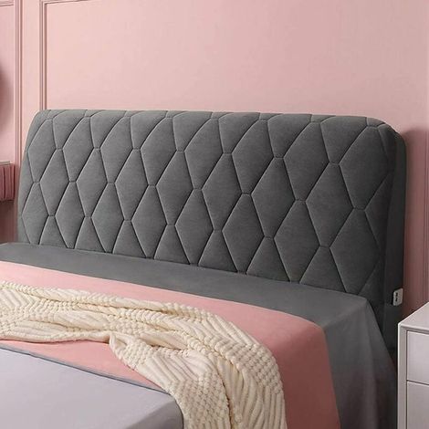 Funda de cabecera elástica de 160 cm, funda protectora a prueba de polvo para cabecera de tela tapizada, todo incluido Color: gris (1/5)