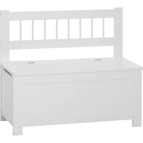 Baúl Dormitorio con Tapa Estilo Infantil Organizador de Juguetes en Color Blanco 34x64x75 cm