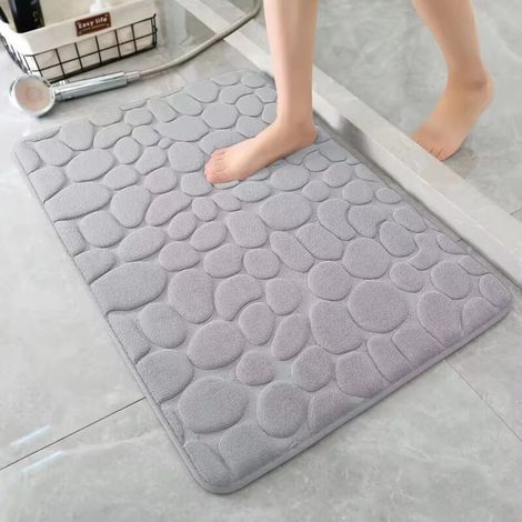 50 x 80 cm   Gris clair Tapis de bain en mousse à mémoire de forme   Tapis de bain absorbant   Tapis de bain   Tapis de douche décoratif   Tapis antidérapant pour salle de bain et salon