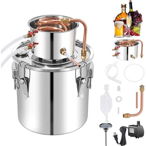 Mophorn – Alambic à alcool 50 L – Distillateur en acier inoxydable avec condenseur en cuivre – Thermomètre intégré – Capacité 13,2 gallons (1/5)