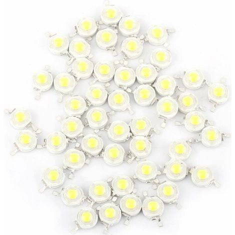 50 pcs Haute Puissance LED Chip Super Bright Intensity Blanc Chaud 30003500K Blanc Froid 60006500K Composants émetteur de lumière diode 1 W Ampoule(1) (1/5)