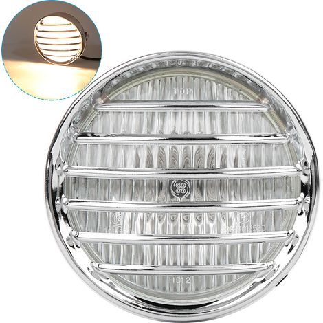 Calandre de moto vintage, phare halogène haute luminosité, coque électroplaquée, verre transparent (1/5)