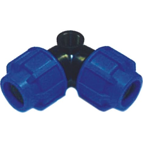 Raccordo a compressione gomito a 3 vie per pop-up filettato f pn16 - ø mm.25x25x f 1/2