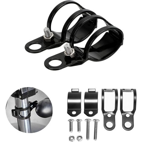 2 paire de supports de fixation universels en métal pour clignotants de moto -Noir (1/5)