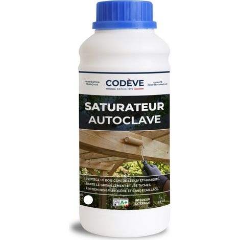Codève Bois – Saturateur bois autoclave 1 L – Protection durable pour bois déjà traité – Application horizontale et verticale – Rendement 10 m²/L (1/5)