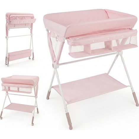 Tragbarer, klappbarer Wickeltisch mit verstellbarer Höhe und feststellbaren Rollen