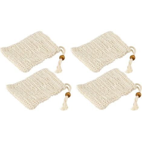 Sacchetti per sapone in sisal solido – Set di 4 saponi esfolianti naturali per pelli sensibili, biodegradabili e a zero rifiuti