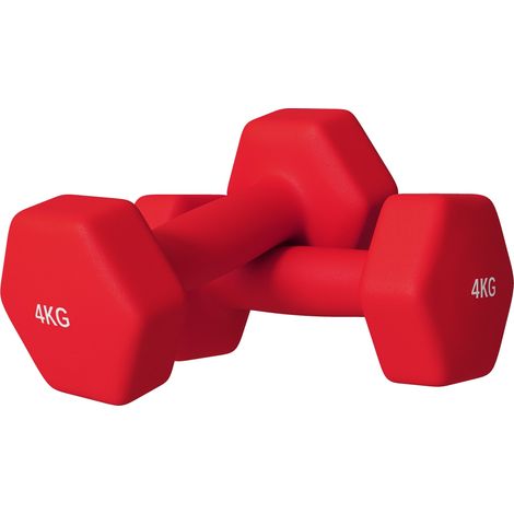 Set 2 Manubri Palestra 4 kg Pesi esagonali per Allenamento Rosso (1/5)