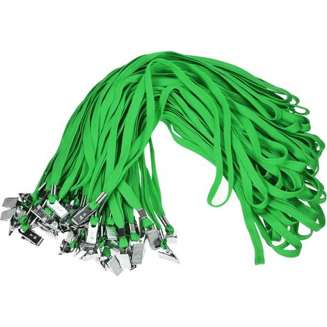 Lot de 50 cordons plats avec clip pour badge d'identification (vert) - Source Map (1/5)