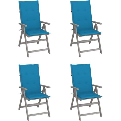 Hochlehner Verstellbar 4 Stk. mit Auflagen Massivholz Akazie (1/5)