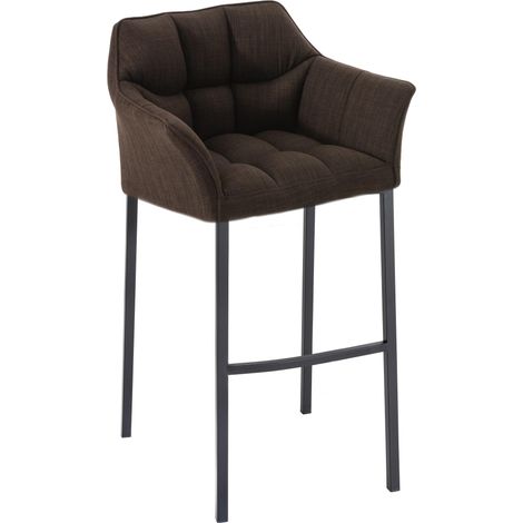 Tabouret de bar Damaso en tissu avec cadre à quatre pieds Marron Noir (1/5)
