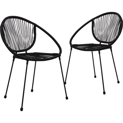 Gartenstühle 2 Stk. PVC Rattan Schwarz (1/5)