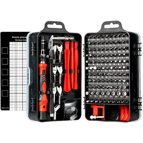 Jeu de tournevis de précision 135-i-1, jeu de tournevis magnétique portable, avec ensemble complet d'outils de réparation triangulaires, pour PC (1/5)