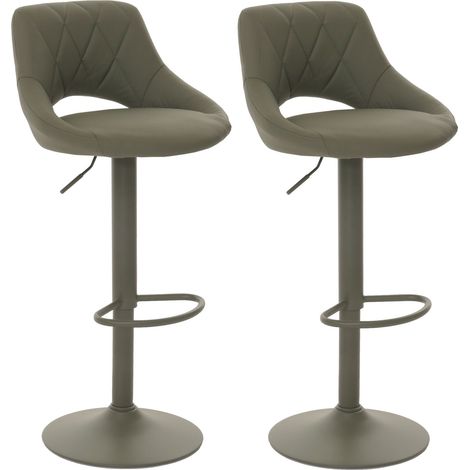 [NUNCA USADO] Juego de 2 taburetes de bar HHG-920, taburete de bar taburete de mostrador, reposapiés giratorio, imitación de cuero metal, verde (1/5)