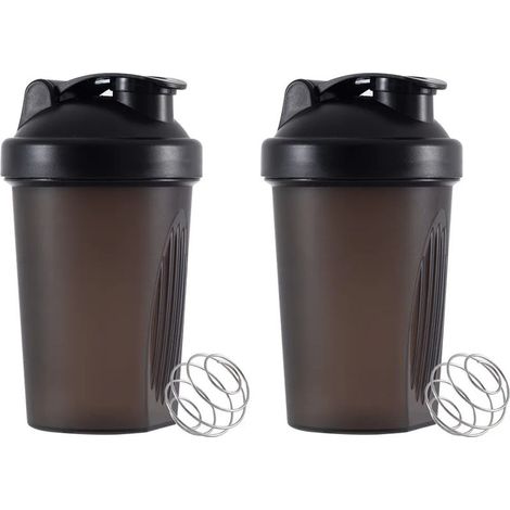 Bouteille shaker classique avec fermeture à boucle, gobelet shaker à protéines avec boule mélangeuse, bouteille d'eau multifonctionnelle (noire) (1/5)