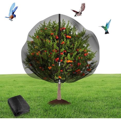 Filet de Protection Jardin 1 pièce Filets pour Jardin avec Cordon de Serrage et Fermeture éclair Maille Fine pour la Protection Arbre fruitier (1,8m×1,9m, Noir)
