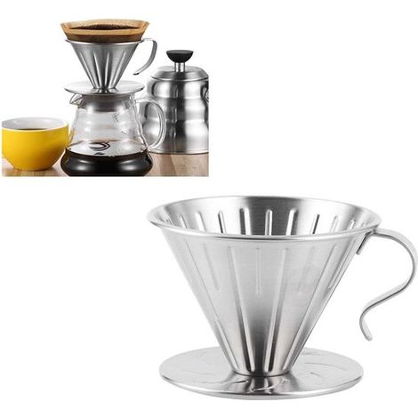 Kaffeefilter für Pour Over Kaffee Edelstahl Wiederverwendbar Kegelförmiger Kaffeefilter Zubehör für langsames Brühen, für Zuhause, Cafés und Rest (1/5)