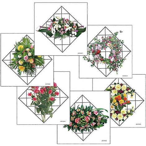 Stickers muraux à motif floral quadrillé, autocollants, lot de 6, compatibles avec la décoration du salon (1/5)