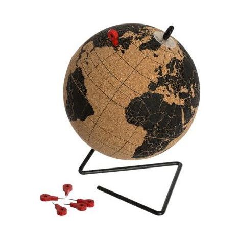 Atmosphera – Globe terrestre éducatif en liège 15 cm – Support en fer – Conception écologique – Pour apprentissage géographique (1/4)