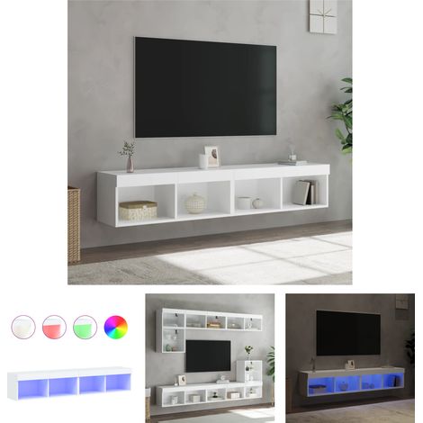 The Living Store TV-Schränke mit LED-Leuchten 2 Stk. Weiß 80x30x30 cm - TV-Möbel (1/5)