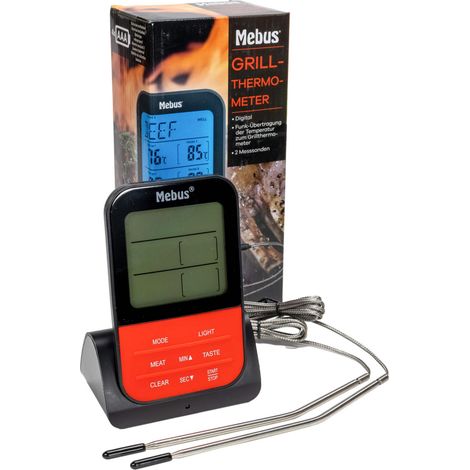 Mebus Grill-Thermometer Digital Funk 2 Messsonden (1/4)