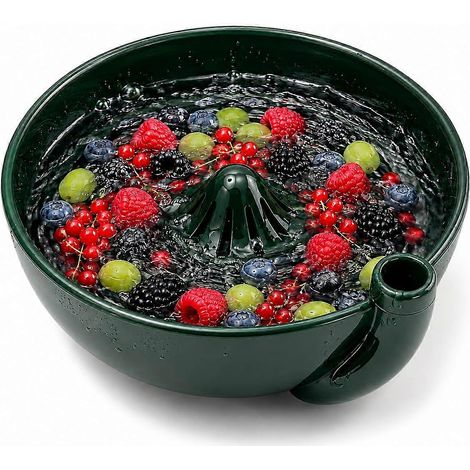 Bol à fruits et baies en céramique bol rince-fruits à motif tourbillonnant auto-rotatif vert (1/5)