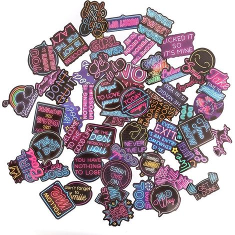 Adesivi motivazionali in vinile al neon, 5-8 cm, 50 pezzi